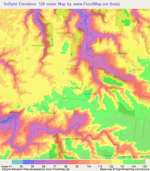 Sofiytsi,Bulgaria Elevation Map