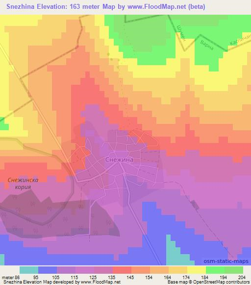 Snezhina,Bulgaria Elevation Map