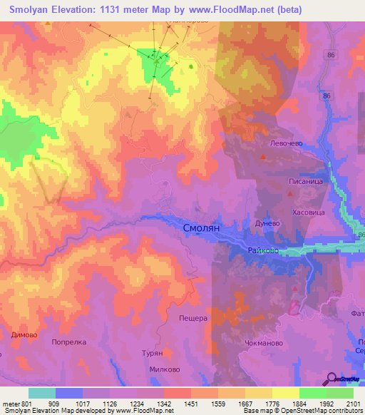 Smolyan,Bulgaria Elevation Map