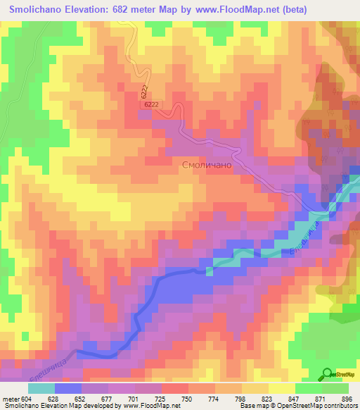Smolichano,Bulgaria Elevation Map