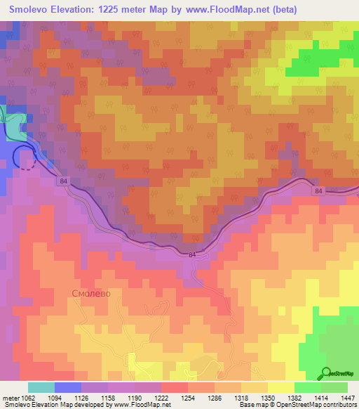 Smolevo,Bulgaria Elevation Map