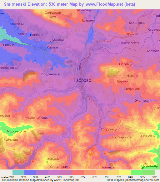 Smirnenski,Bulgaria Elevation Map