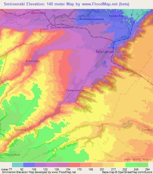 Smirnenski,Bulgaria Elevation Map