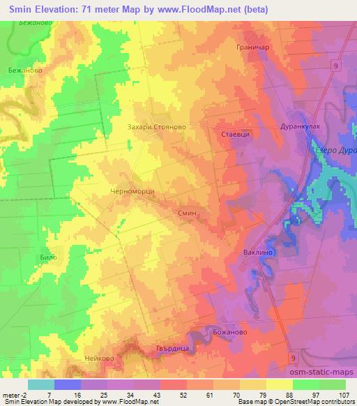 Smin,Bulgaria Elevation Map