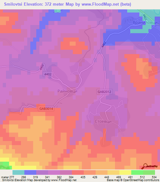 Smilovtsi,Bulgaria Elevation Map
