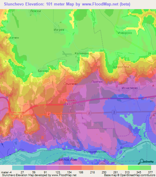 Slunchevo,Bulgaria Elevation Map
