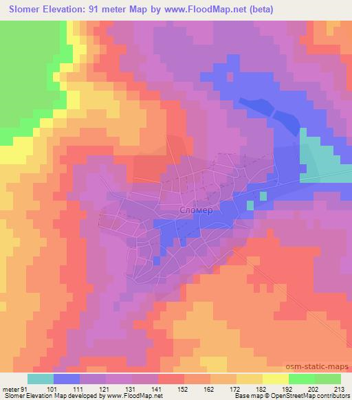 Slomer,Bulgaria Elevation Map