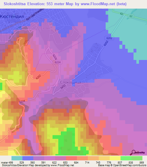 Slokoshtitsa,Bulgaria Elevation Map