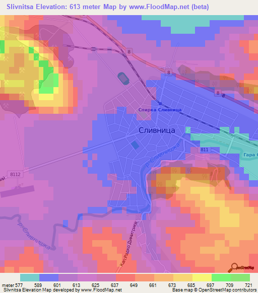 Slivnitsa,Bulgaria Elevation Map