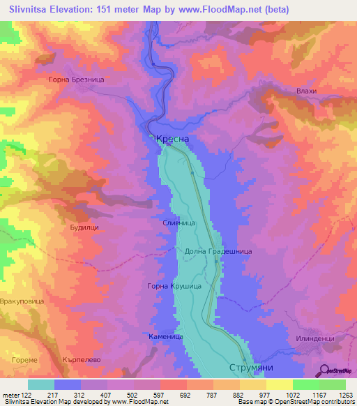 Slivnitsa,Bulgaria Elevation Map