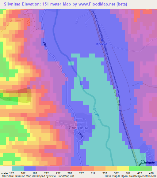 Slivnitsa,Bulgaria Elevation Map