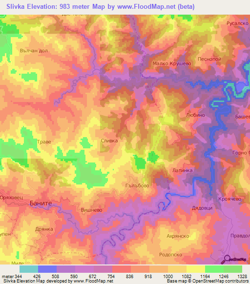 Slivka,Bulgaria Elevation Map