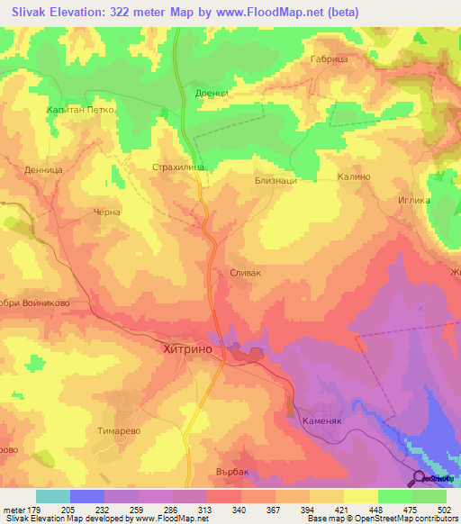 Slivak,Bulgaria Elevation Map