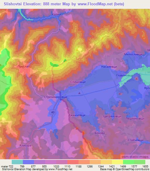 Slishovtsi,Bulgaria Elevation Map