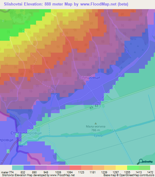Slishovtsi,Bulgaria Elevation Map