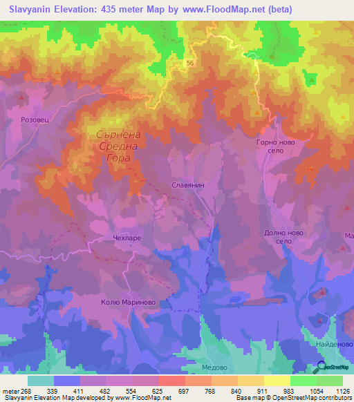 Slavyanin,Bulgaria Elevation Map