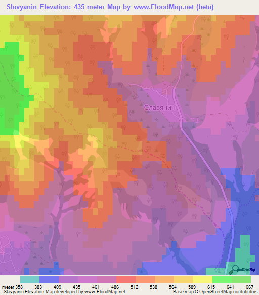 Slavyanin,Bulgaria Elevation Map