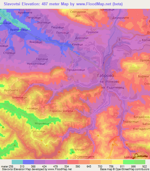Slavovtsi,Bulgaria Elevation Map