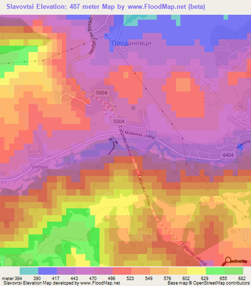 Slavovtsi,Bulgaria Elevation Map