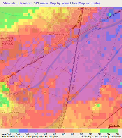 Slavovtsi,Bulgaria Elevation Map