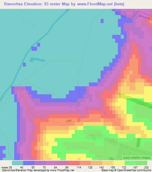 Slavovitsa,Bulgaria Elevation Map