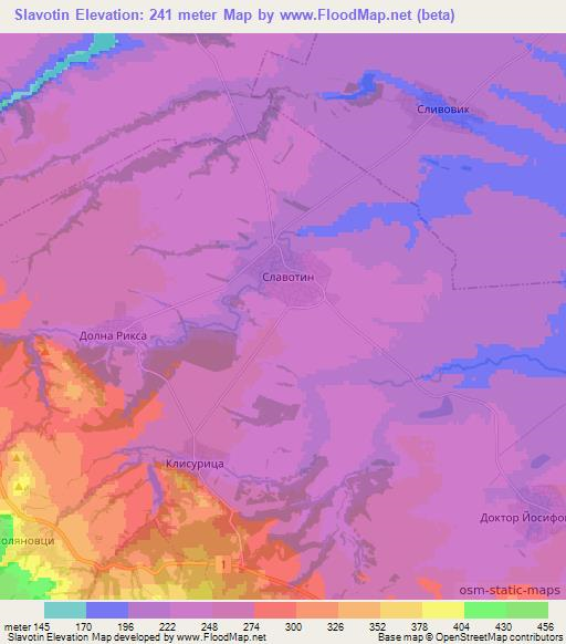 Slavotin,Bulgaria Elevation Map