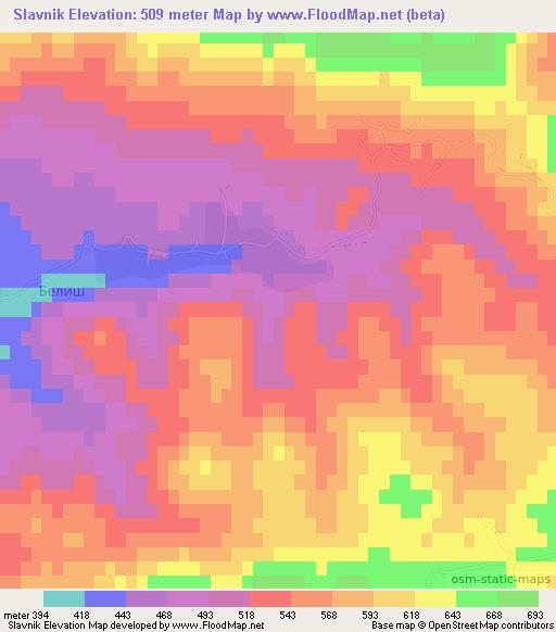 Slavnik,Bulgaria Elevation Map
