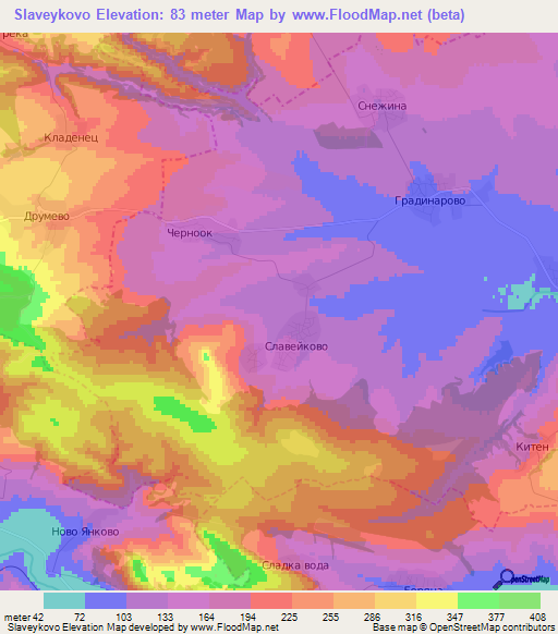 Slaveykovo,Bulgaria Elevation Map