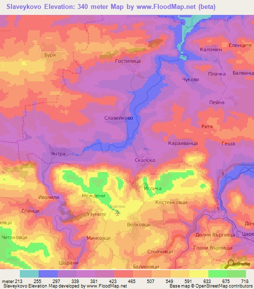 Slaveykovo,Bulgaria Elevation Map