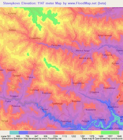 Slaveykovo,Bulgaria Elevation Map
