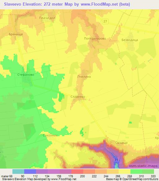 Slaveevo,Bulgaria Elevation Map