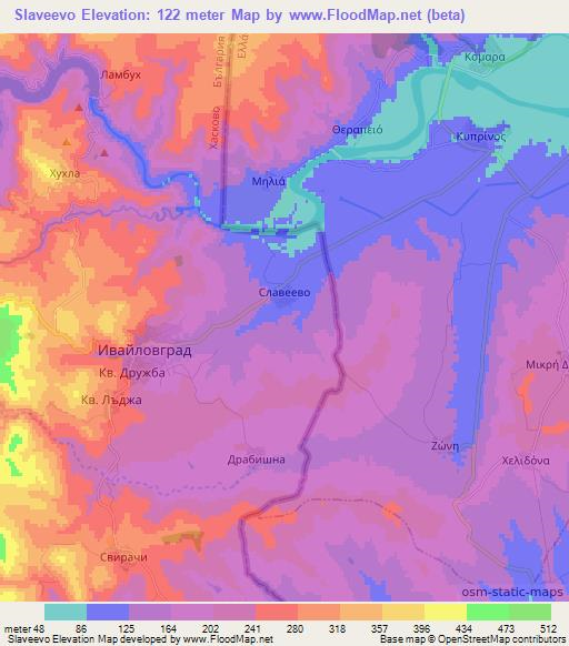 Slaveevo,Bulgaria Elevation Map