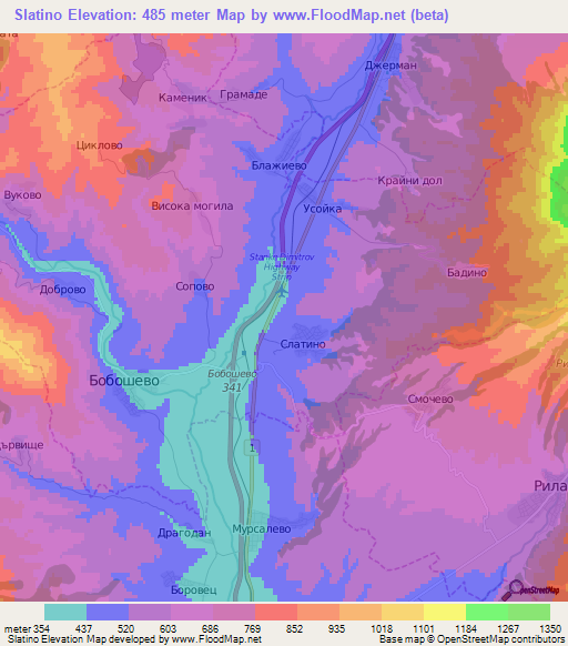 Slatino,Bulgaria Elevation Map