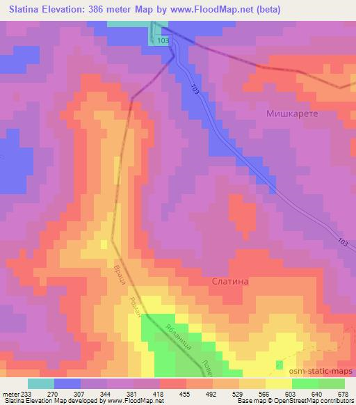 Slatina,Bulgaria Elevation Map