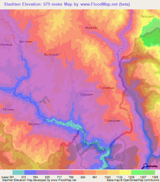 Slashten,Bulgaria Elevation Map