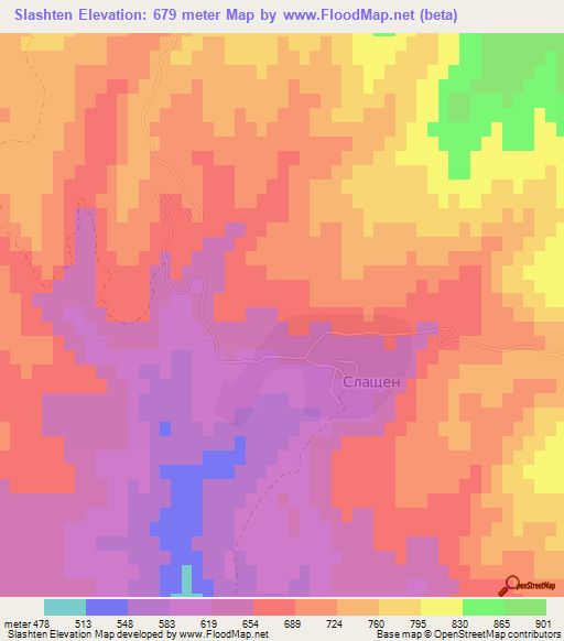 Slashten,Bulgaria Elevation Map