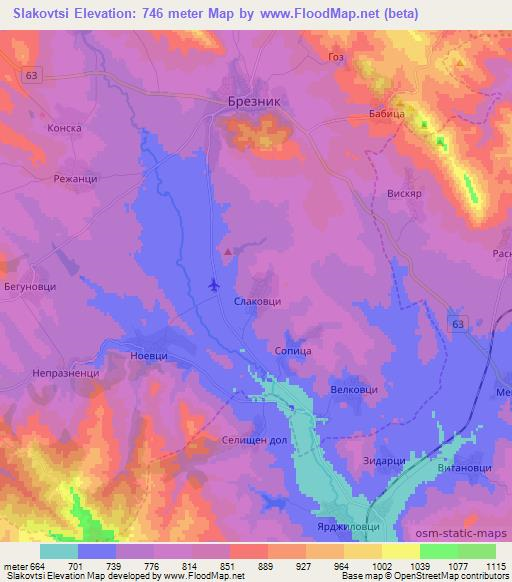 Slakovtsi,Bulgaria Elevation Map
