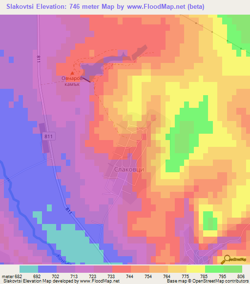 Slakovtsi,Bulgaria Elevation Map