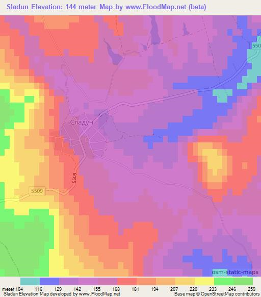 Sladun,Bulgaria Elevation Map