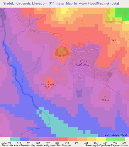 Sladuk Kladenets,Bulgaria Elevation Map