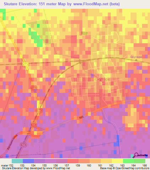 Skutare,Bulgaria Elevation Map