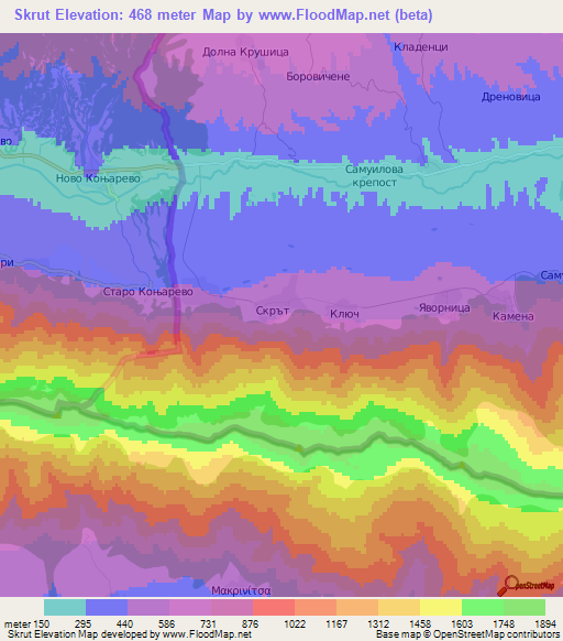 Skrut,Bulgaria Elevation Map