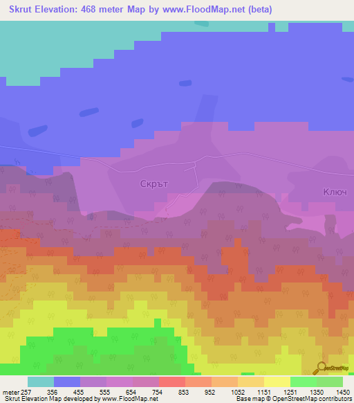 Skrut,Bulgaria Elevation Map