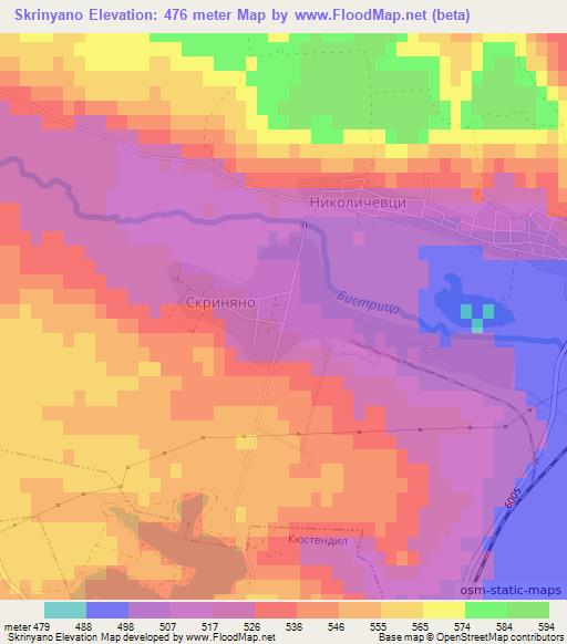 Skrinyano,Bulgaria Elevation Map