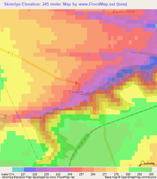 Skomlya,Bulgaria Elevation Map