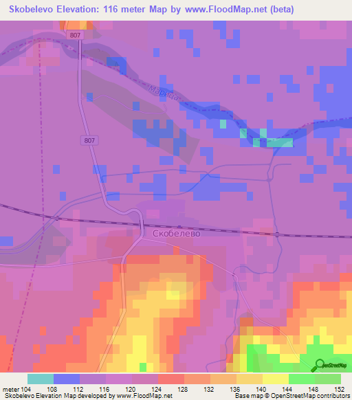 Skobelevo,Bulgaria Elevation Map