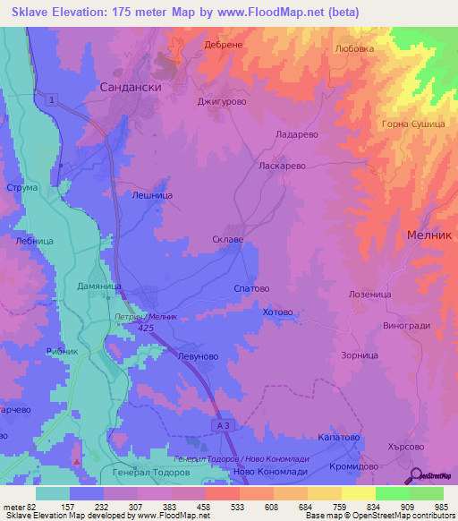 Sklave,Bulgaria Elevation Map