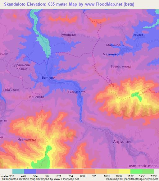 Skandaloto,Bulgaria Elevation Map