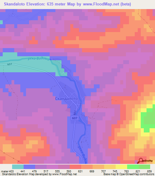Skandaloto,Bulgaria Elevation Map