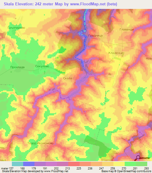 Skala,Bulgaria Elevation Map